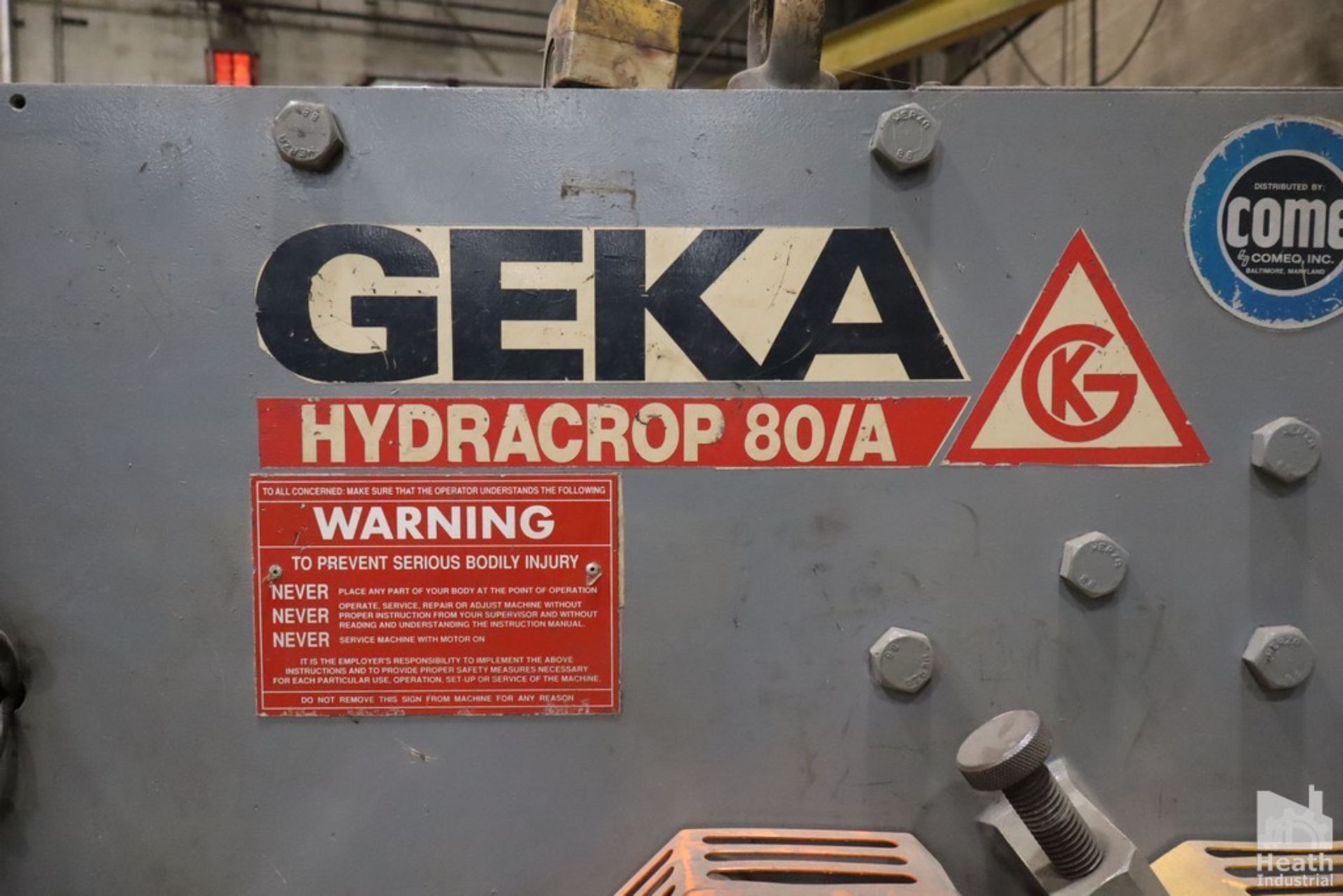 5" x 5" x 1/2" Geka #Hydracrop-80/A, ironworker, 88 ton, 20" throat, 3" stroke, 6.5 HP, 1995 - Image 3