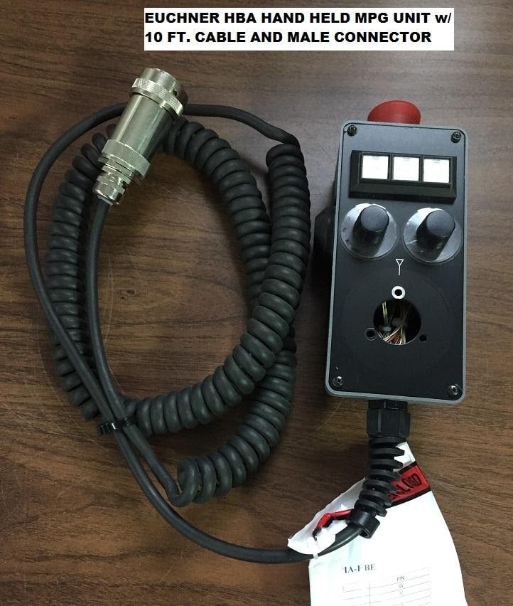 Euchner, Handheld Manual Pulse Generator Unit, 3-meter curly cable, 28 pin connector, Fanuc hand wheel - Image 1