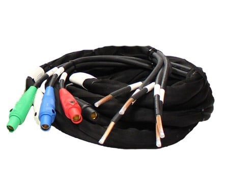 Cam-Type Female Feeder Set, Cable, Pig Tail, 2/0 Type W, Bare End Tie In, 200 Amps, 600 VAC - Image 1