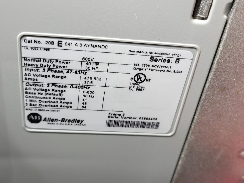 40 HP Allen-Bradley, YUTKNPN90/2AZ, Variable Frequency Drive, 41 amps, 600 Volts, 3PH - Image 9