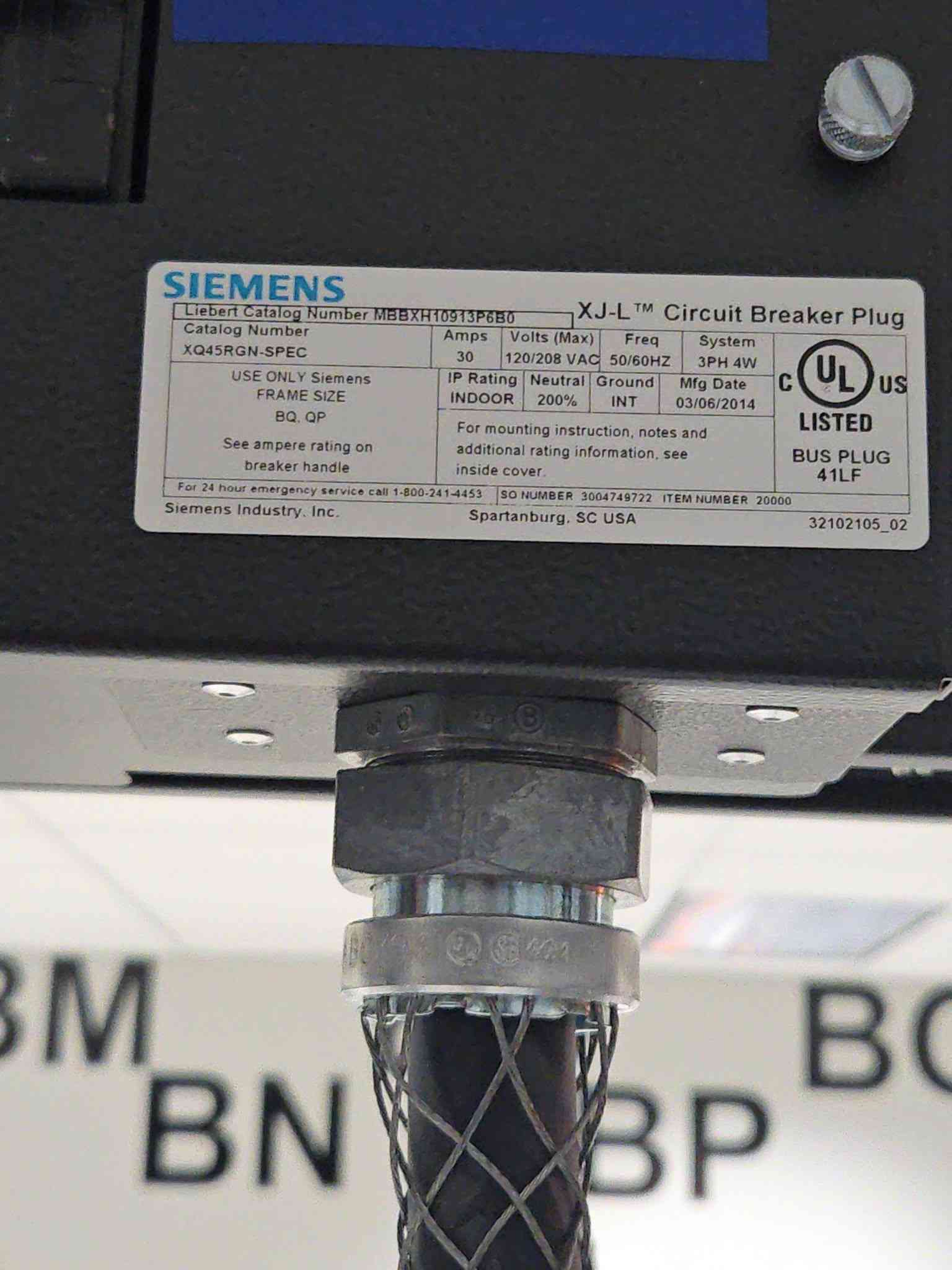 Siemens #XJ-L, Bus plug, XE400-SPEC, w/ Tap box, 2011 (32 available) - Image 8