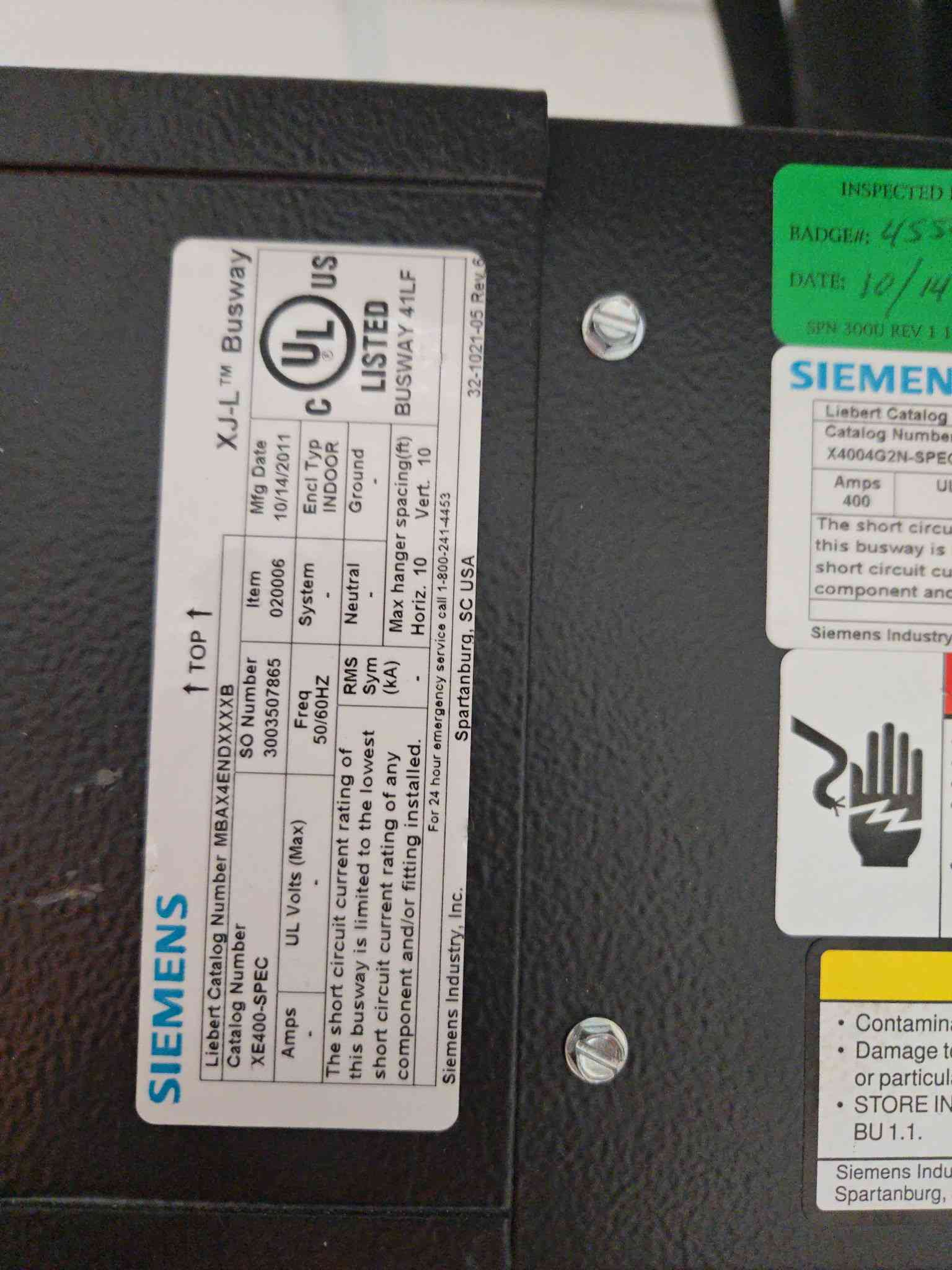 Siemens #XJ-L, Bus plug, XE400-SPEC, w/ Tap box, 2011 (32 available) - Image 9