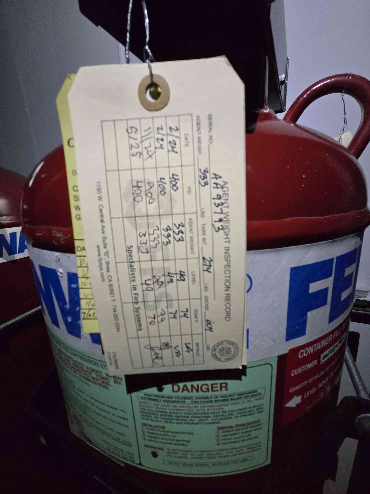 333 lbs. Fenwal #FM-200, Clean Agent Extinguishing System - Image 4