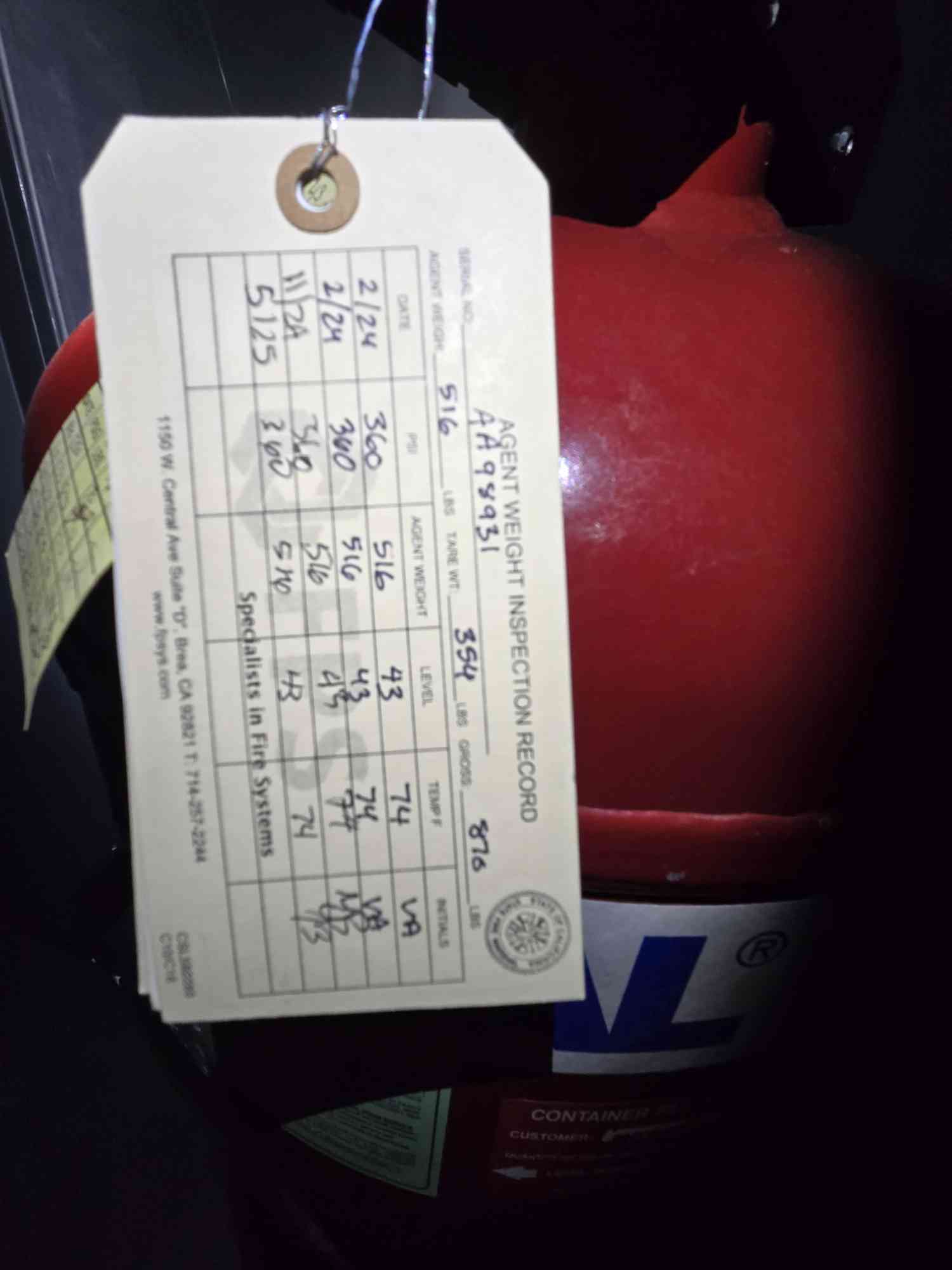 516 lbs. Fenwal #FM-200, Clean Agent Extinguishing System - Image 7