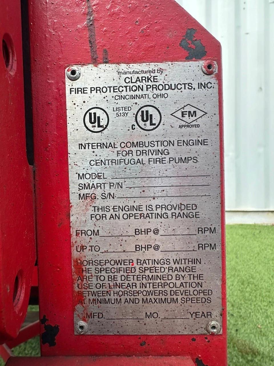 Clarke #JW6HU40, Fire Pump System, 300 BHP @ 2100 RPM, 2500 GPM, 300 psi max. water pressure, 120 Volt - Image 8