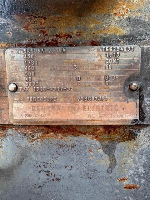 450 HP 1780 RPM General Electric #5K509AN2330A, AC Motor, Frame 509Z, 500 amps, 460 Volt - Image 8