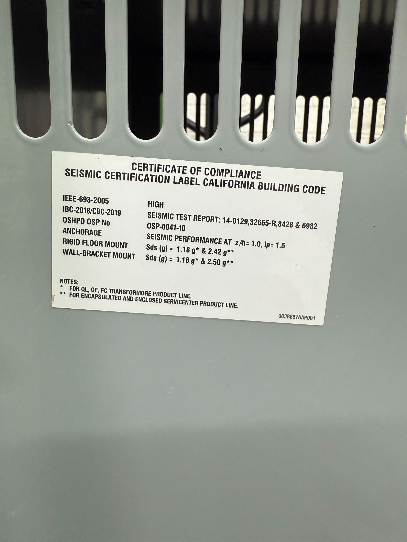 30 KVA 480 Primary, 208Y/120 Secondary, General Electric 9T10A1002, Type QL, 3PH Dry Type Transformer - Image 2