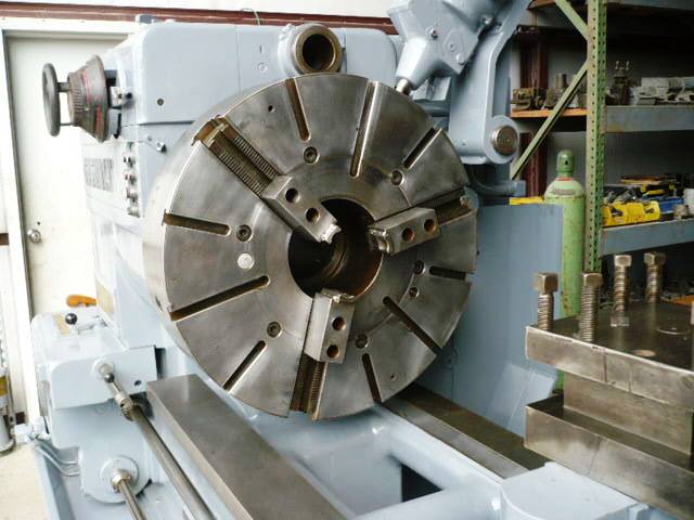 No. 5L Gisholt, saddle type turret lathe, 40" swing o/ways, 97-1/2" center, 280 RPM, A-20, 32" 3-Jaw chuck - Image 4