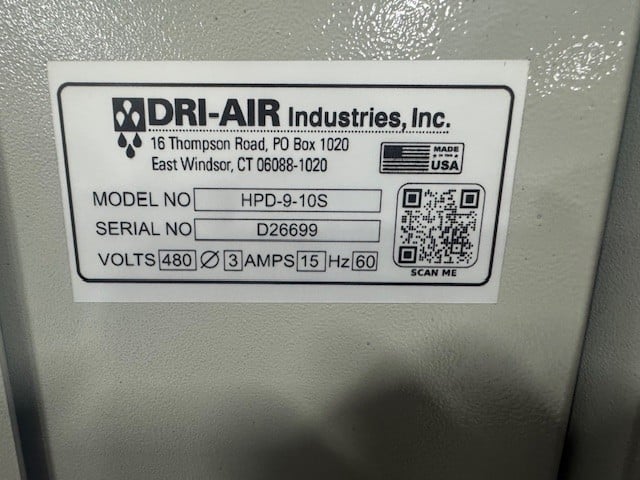 Dri-Air #HPD-9, 125 lb./hr. material dryer with 200 lb. capacity hopper, 100 CFM, -100°F dewpoint, 2026 - Image 7