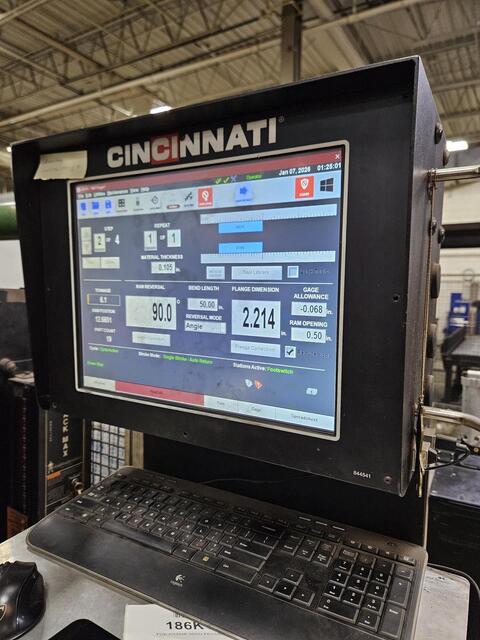 175 Ton, Cincinnati #175-CBIIX10, CNC Hydraulic Press Brake, 12' overall length, 120" between housings, 16" - Image 6