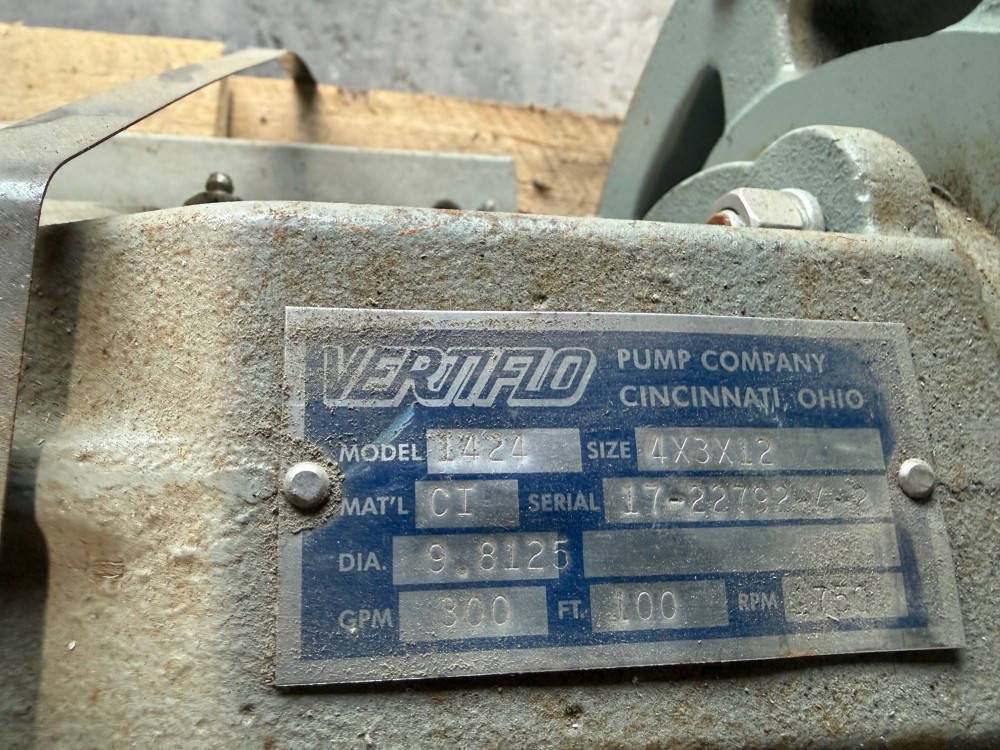 300 GPM @ 100; TDH, Vertiflo #1424, Baldor 20 HP motor, new, unused - Image 2