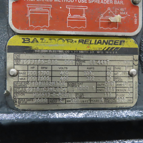300 HP 1770/2655 RPM Baldor W06513-D-P001, Frame 449T, TEFC, 460 Volts, 3Ph - Image 2