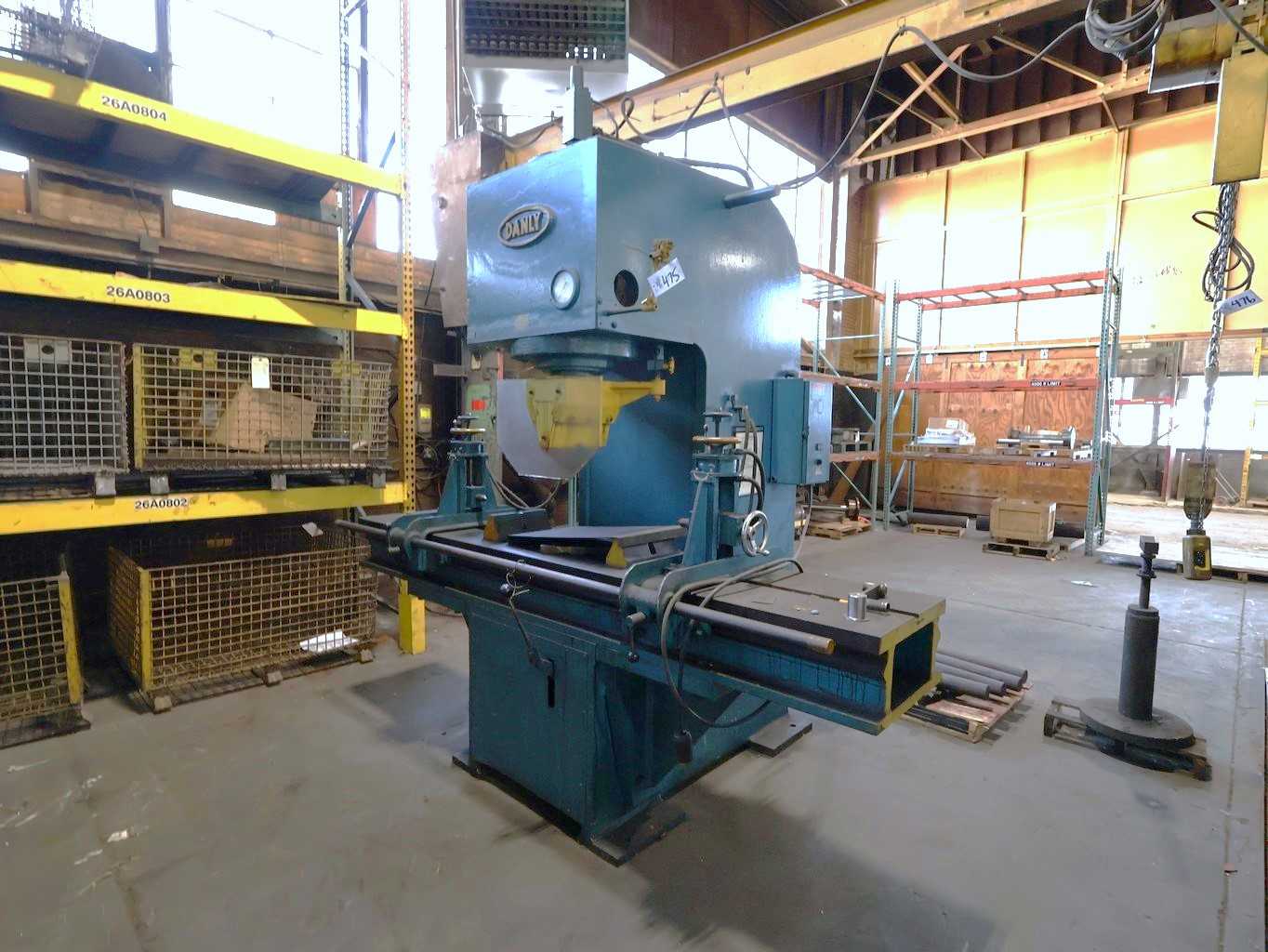 100 Ton, Danly, hydraulic straightening press, 12" stroke, 16" throat, 25 HP, single hand lever - Image 1