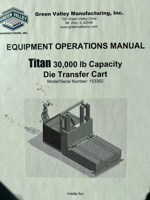 30000 lb. Green Valley/Titan #153302, Die Transfer Cart, 72" x 159" size, 750 A., pendant - Image 4