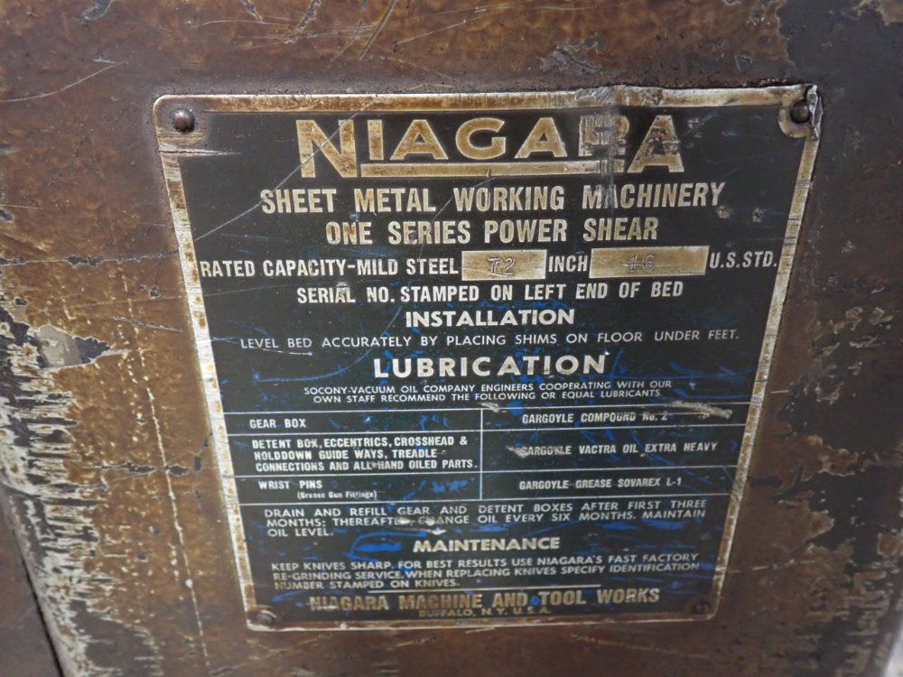 16 gauge x 6' Niagara, Sheet Metal Power Shear, 1.5 HP, 220/440 V - Image 5
