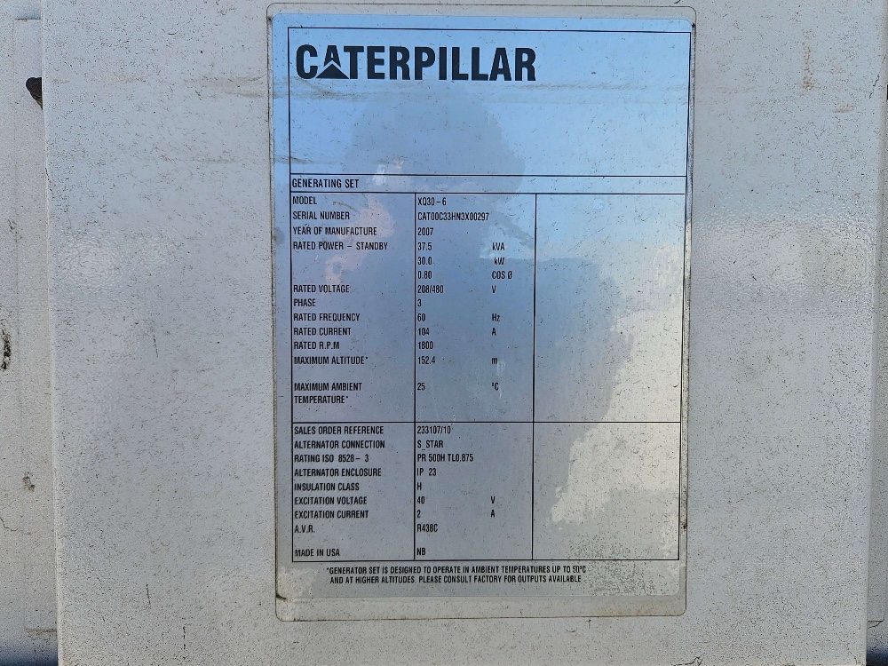 30 KW Caterpillar #XQ30, standby diesel generator set, Tier 4, sound attenuated enclosure - Image 8