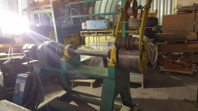 6" x .1" PM Machinery, coil to coil edging line, 2500 lb. capacity, mandrel uncoiler, recoiler - Image 3