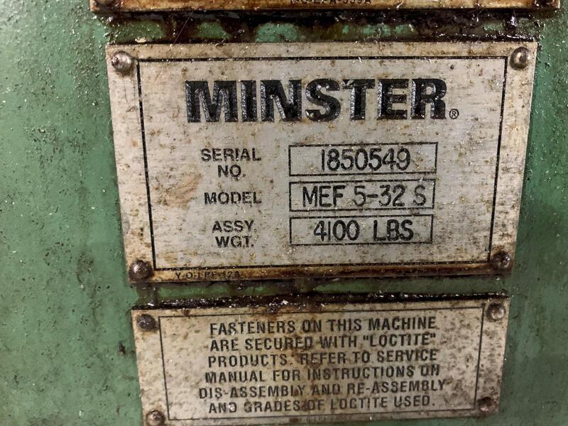 32" x .11" Minster #MEF5-32, servo feeder, 5" feed roll, entry cascade loop support rollers, adj passline - Image 8