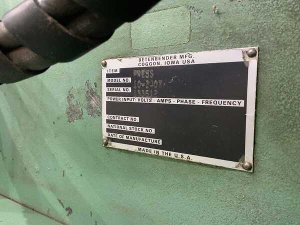 240 Ton, Betenbender #10-240T, hydraulic press brake, 10' overall, 102" between housing, 6" stroke, 30 HP - Image 6