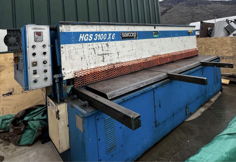 .25" x 10.2' Barcorp #HGS-3100X6, Hydraulic Power Squaring Shear, backgauge powered, 18 HP, 40-gallon oil - Image 1