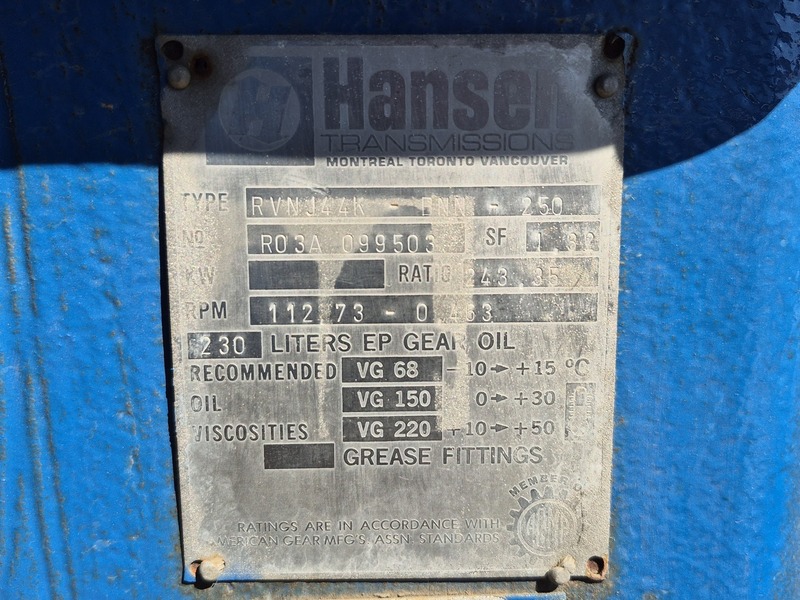 Hansen #RVNJ44K-BNN-250, Heavy-Duty Industrial Gear Reducer / Gearbox, 243.00 :1 Ratio, 113 RPM - Image 2
