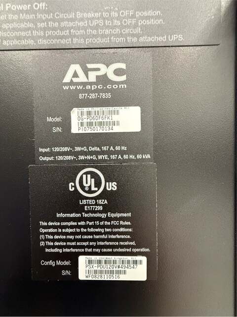 60 KVA APC OG-PD60F6FK1, PDU, 225A Main, 480 Volts, x 208/120 Volts (12 available) - Image 10