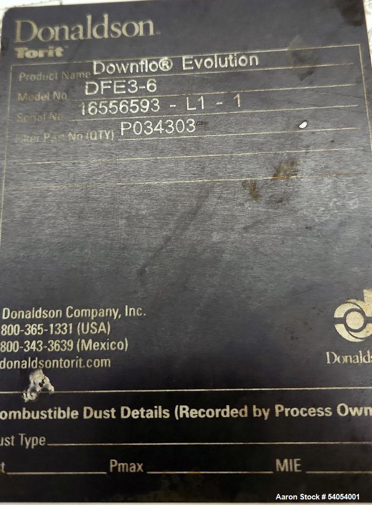 1,524 sq.ft. Donaldson Downflo Evolution #DFE3-6, Dust Collector, 6 Filters, Ultra-Web Media - Image 4