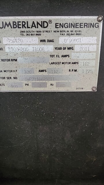 20" x 48" Cumberland #T50120, granulator, 100 HP motor, 5 knife open rotor, 2 bed knives, 2011 - Image 4
