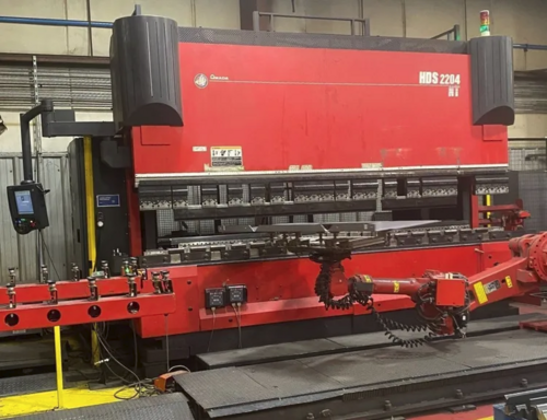 240 Ton, Amada #HDS2204NTW, CNC press brake, 14' overall, robotic loader, Astro 165W NT robotic bending system - Image 1