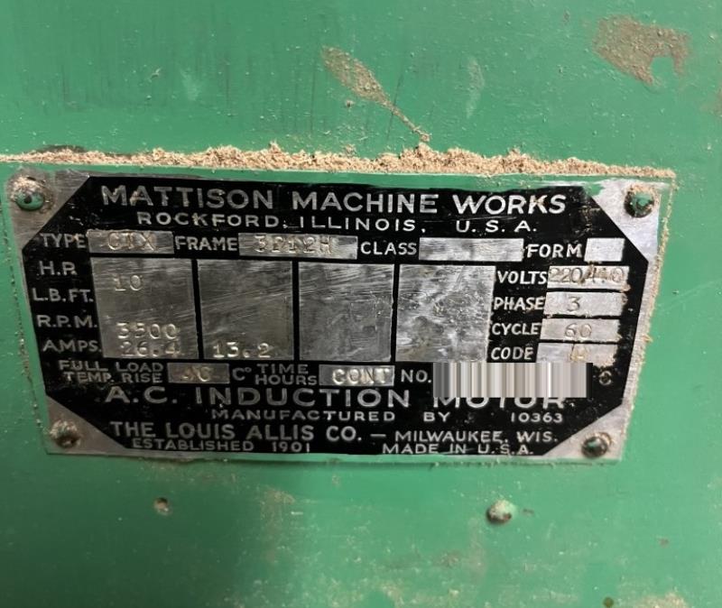 Mattison #202, Straight Line Rip Saw, 77" x 65" table, 9"-14" blade capacity, 4" depth of cut, 24" max. rip - Image 2
