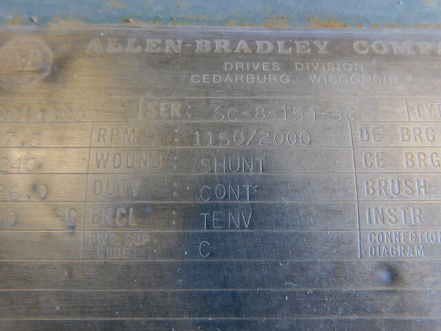 7 HP 1150/2000 RPM GE Allen-Bradley #5CD3, DC, 240 Volts, TENV, Shunt, CD2812ATZ - Image 6