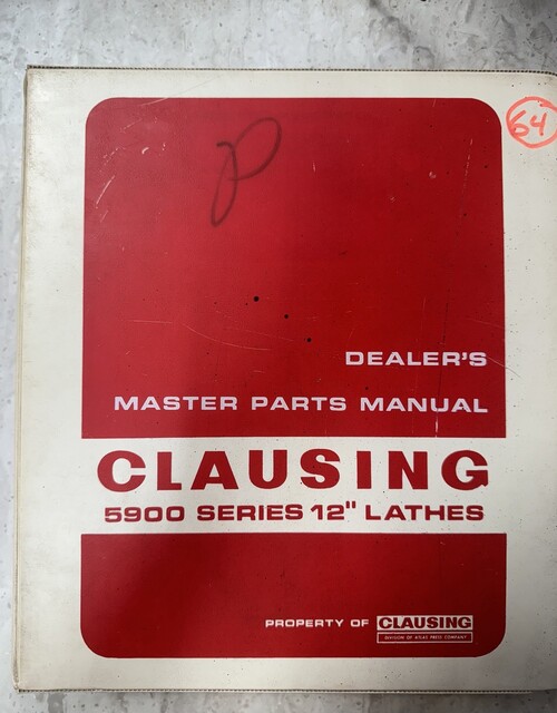 Original Clausing 5900 Series 12-Inch Lathe Dealer's Master Parts Catalog Manual - Image 1