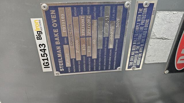 48" width x 60" H x 48" D Steelman #454GPC, Batch Oven, - Image 5