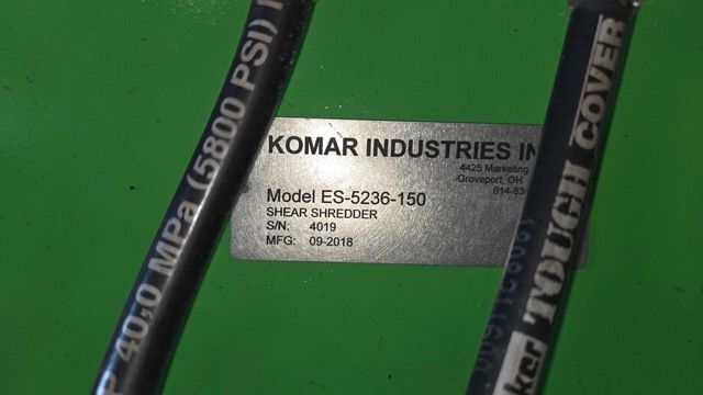 Komar #ES-5236-150, twin shaft shear shredder, counter rotating, anti-jam drive, 150 HP, 2019 - Image 8