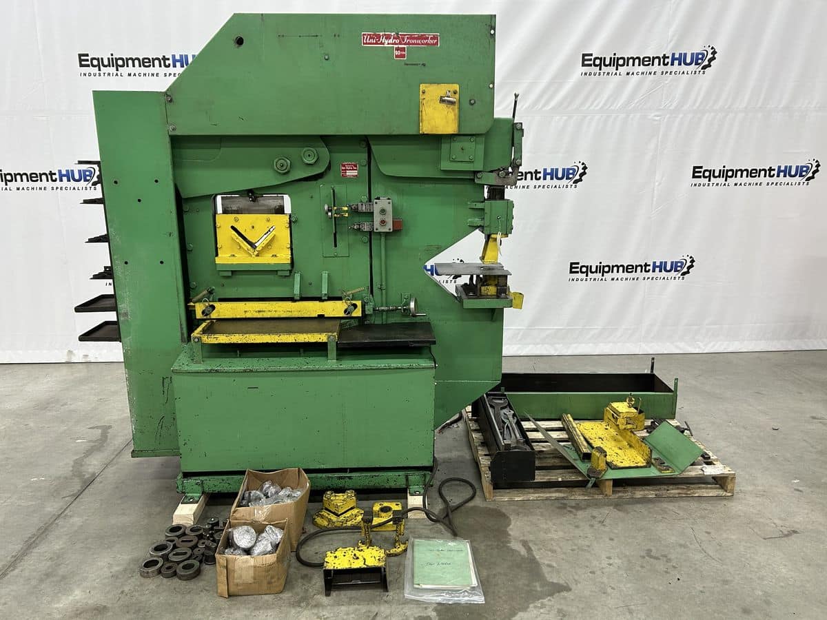 6" x 6" x 1/2" Uni-Hydro #95-24, hydraulic ironworker with tooling, 95 ton, 14" throat, manual - Image 1