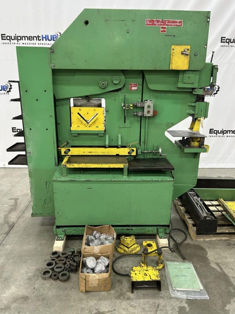 6" x 6" x 1/2" Uni-Hydro #95-24, hydraulic ironworker with tooling, 95 ton, 14" throat, manual - Image 3
