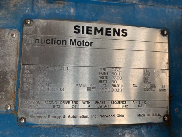 400 HP 1800 RPM Siemens, Frame 5011S, TEFC BB, 2300 Volts - Image 2