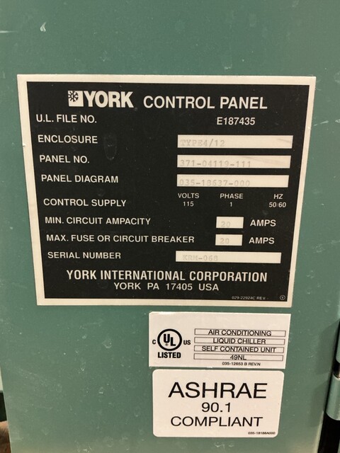 York #371-04119-111 Optiview control center panel, 1 phase, 115 Volts, 20 amp - Image 8