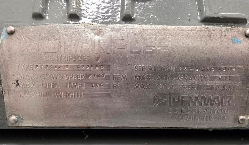 Sharples #P660, Stainless Steel decanter centrifuge - Image 2