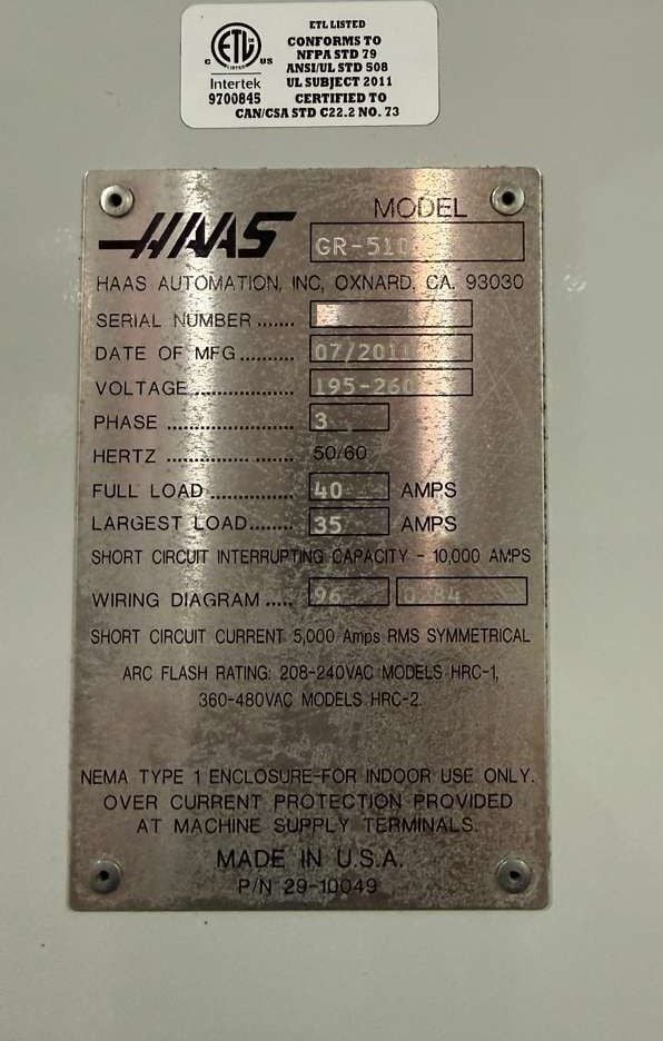 Haas #GR-510, gantry machining center, 20 automatic tool changer, 121" X Travel, 61" Y Travel, 11" Z, 10k - Image 9