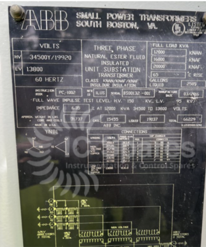 20 MVA 34500Y/19920 Primary, 13800 Secondary, ABB, new - Image 2