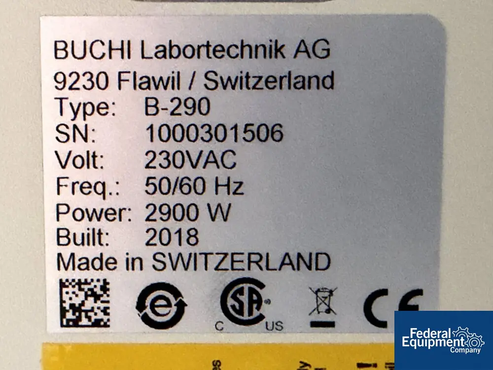 Buchi #B-290, Mini Spray Dryer, 230 V., B-295 Inert Loop, 2018 - Image 2