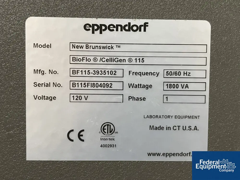 Eppendorf New Brunswick #BioFlo/CelliGen-115, Fermenter Bioreactor, 120 V. - Image 2