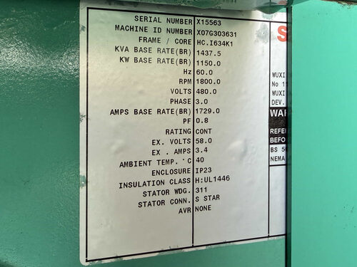 1000 KW Cummins #DQFAD, diesel generator set, 277/480 Volts, 3-phase, 850 hours, 1800 RPM, QST30-G5 engine - Image 8