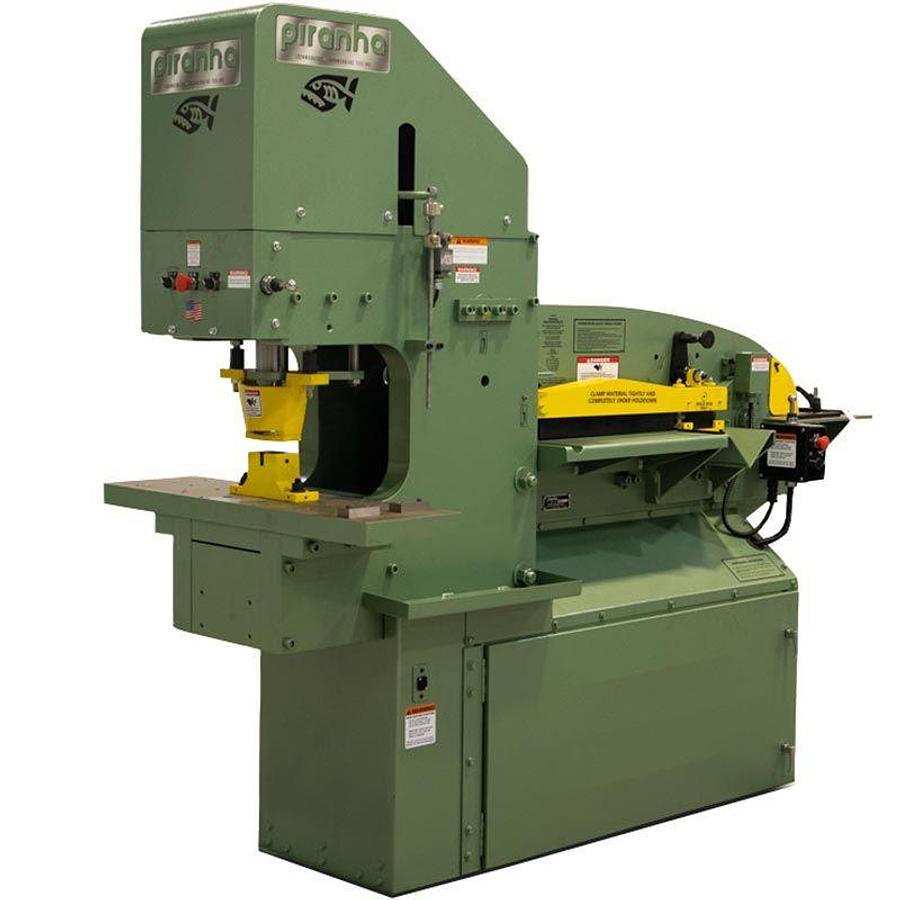 5" x 5" x 3/8" Piranha #PII-88, dual operator hydraulic ironworker, 88 ton, 9" throat, angle knives, extra - Image 1