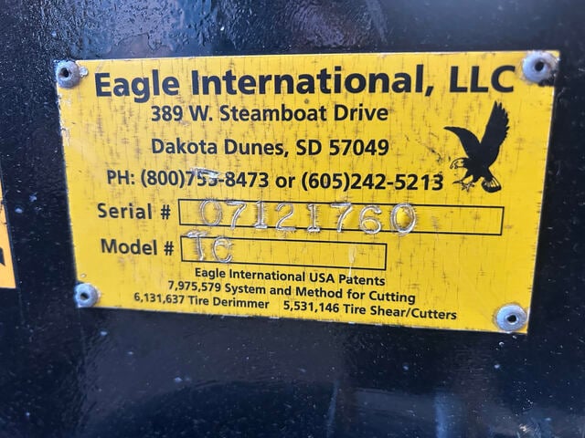 Eagle International #T-680, Tire Shredder, 7-12 sec cycle time, 120 tires/hr., 2012 - Image 8
