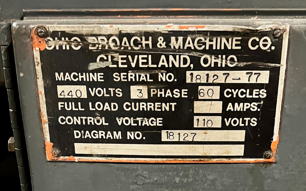 10 Ton x 48" stroke, Ohio #H1048RR, Horizontal Broaching Machine, 6" cylinder bore diameter, 1977 - Image 3