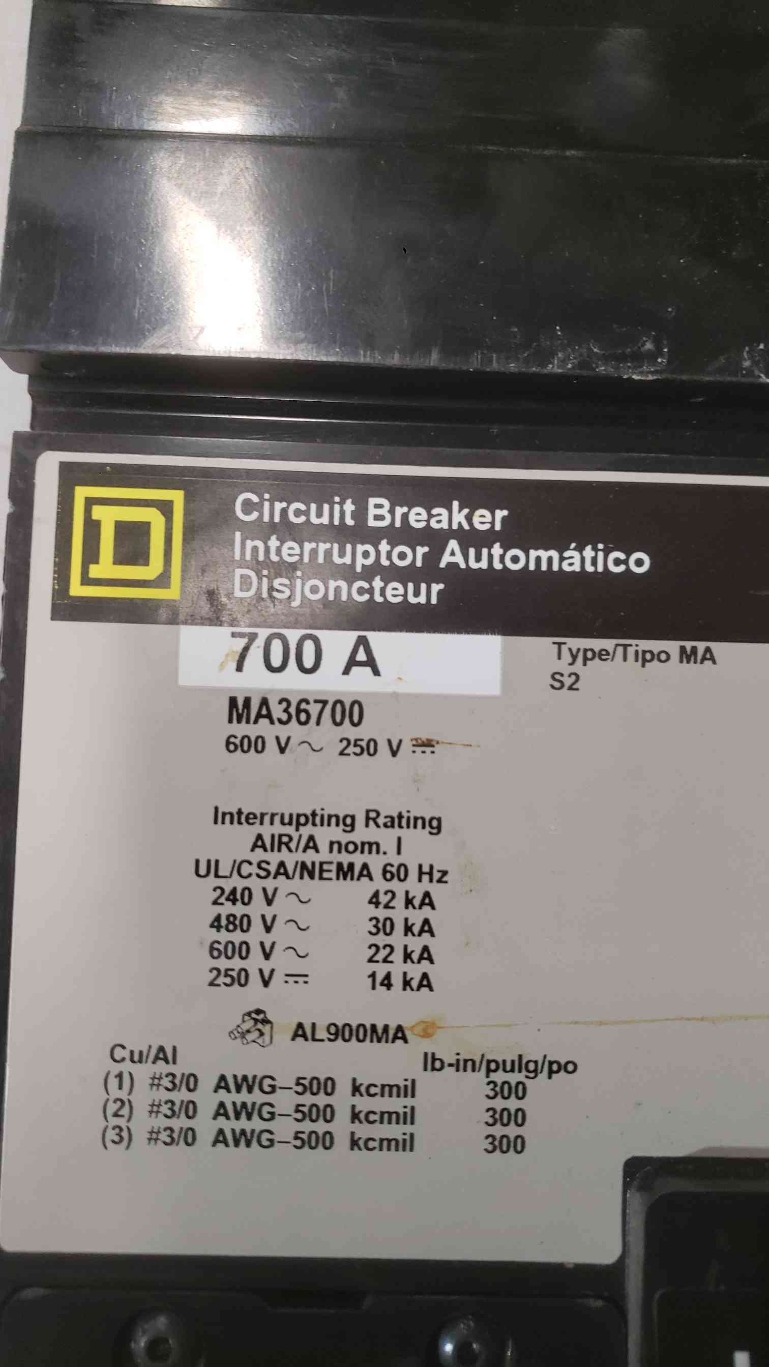 700 Amp. Square D MA36700, I-Line Breaker, Lug to Bus, 600 Volts, 3P - Image 10
