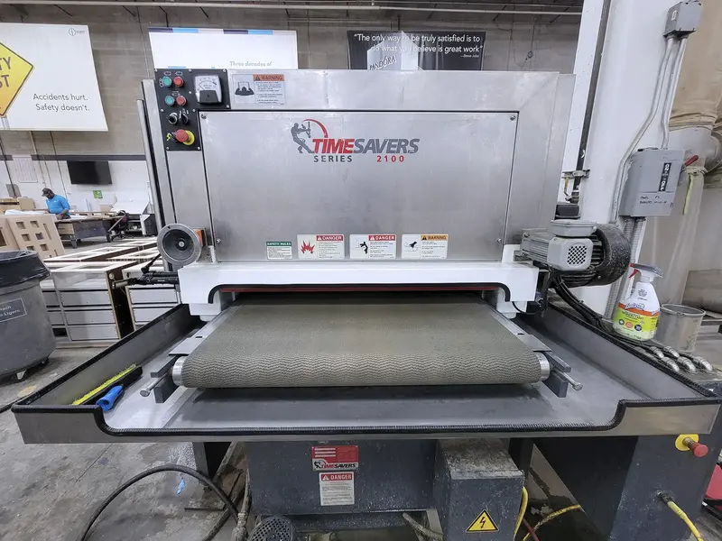 37" x 60" Timesavers #2111-13-0, belt sander, wet collector, 38" passline, 2023 - Image 1