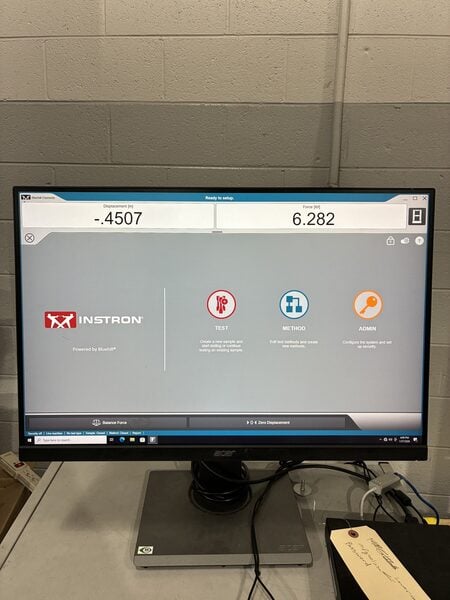 1125 lbf (5kN) Instron #34TM-5, Tensile Tester, 44" tension testing opening, 16.5" x 5" table, 44" testing - Image 3